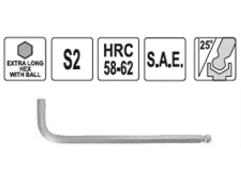 Llave allen extra larga con bola 1/4