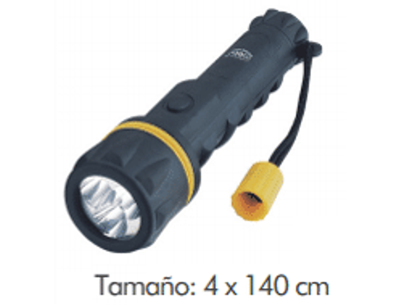 Linterna pequeña de caucho. 3 led. Resistente al agua