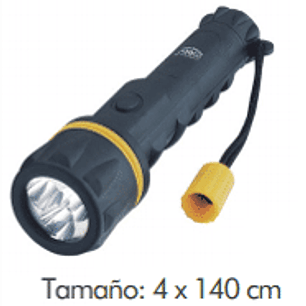 Linterna pequeña de caucho. 3 led. Resistente al agua