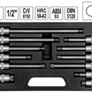 Set dados imbus (estriados o spline) 1/2”, 12 piezas