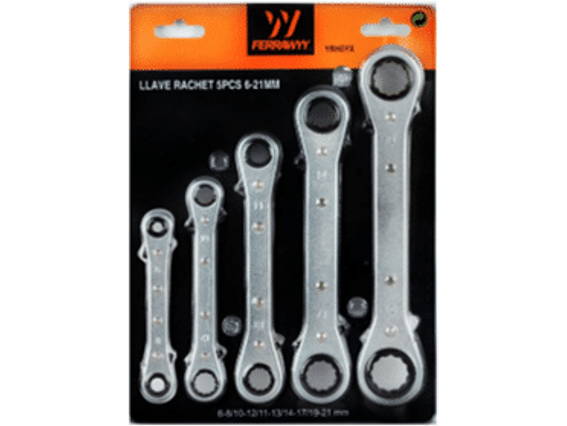 Juego de llaves chicharra 5 piezas de 6 a 21mm