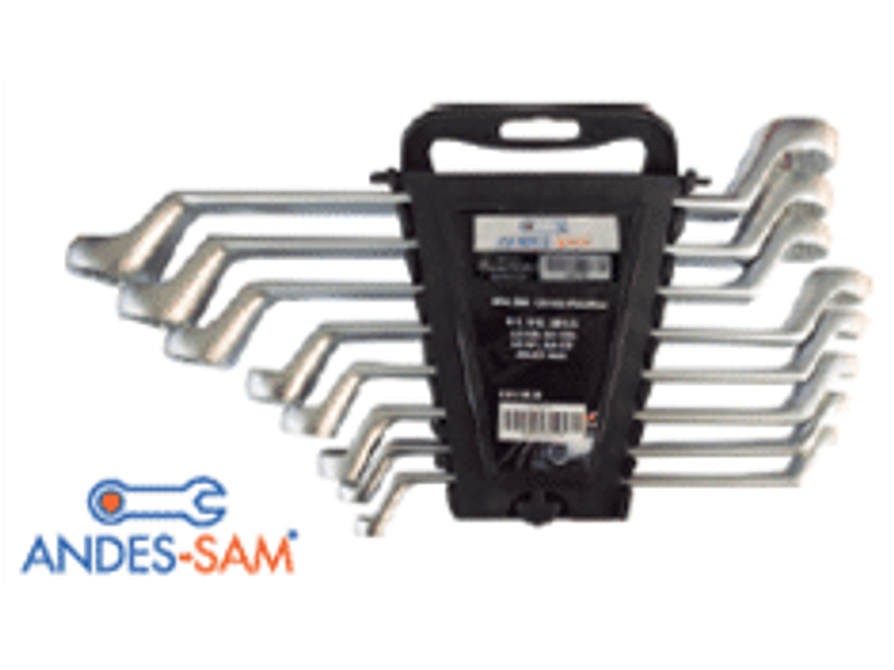 Jgo. llaves corona/corona acodada 75º, 6 a 22mm, 8pzas.