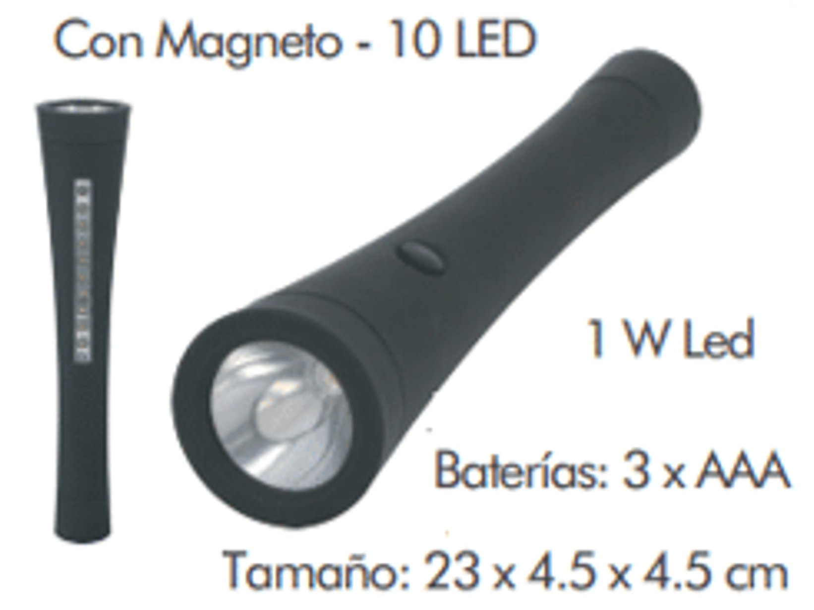 Linterna con 1 led frontal de alta luminosidad x 10 led laterales