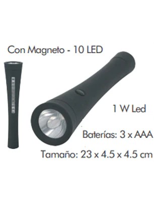 Linterna con 1 led frontal de alta luminosidad x 10 led laterales