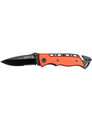 Cuchillo con hoja negra drop point, 95 mm de largo