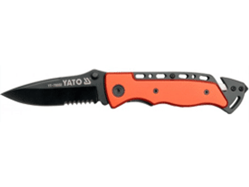 Cuchillo con hoja negra drop point, 95 mm de largo