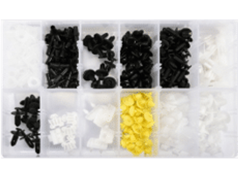 Display de surtido de broches plásticos para MERCEDES BENZ 270 piezas en 18 tipos distintos