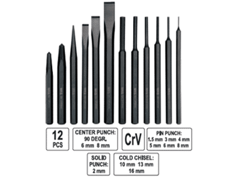 Juego de cinceles y botadores