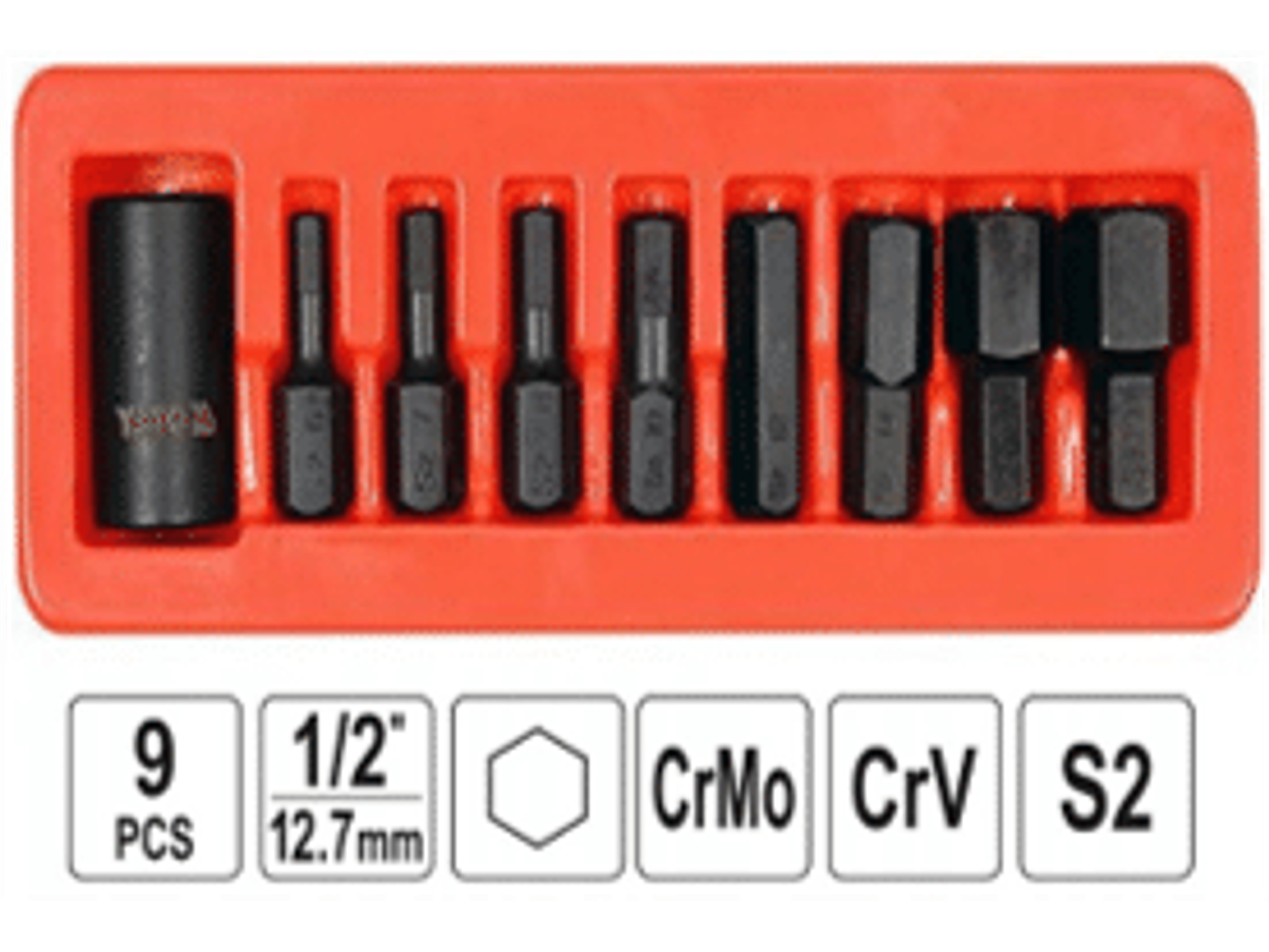 Juego de puntas allen de impacto H6, H7, H8, H10, H12, H14, H17, H19 y adaptador de 1/2