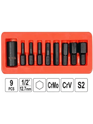 Juego de puntas allen de impacto H6, H7, H8, H10, H12, H14, H17, H19 y adaptador de 1/2