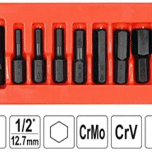Juego de puntas allen de impacto H6, H7, H8, H10, H12, H14, H17, H19 y adaptador de 1/2