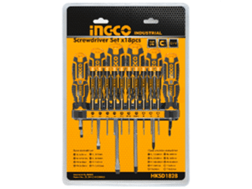 Juego de 18 destornilladores: 8 de paleta y cruz + juego de 10 destornilladores de precisión paleta, cruz y torx