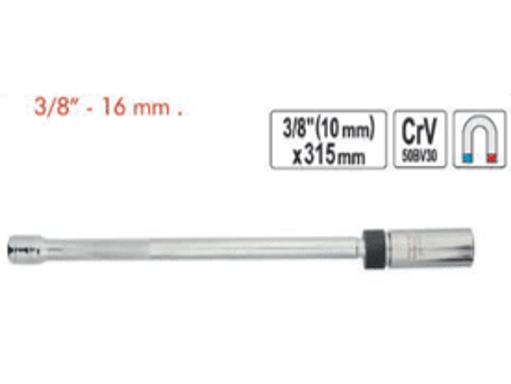 Dado largo articulado para bujías 3/8