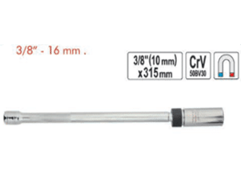 Dado largo articulado para bujías 3/8