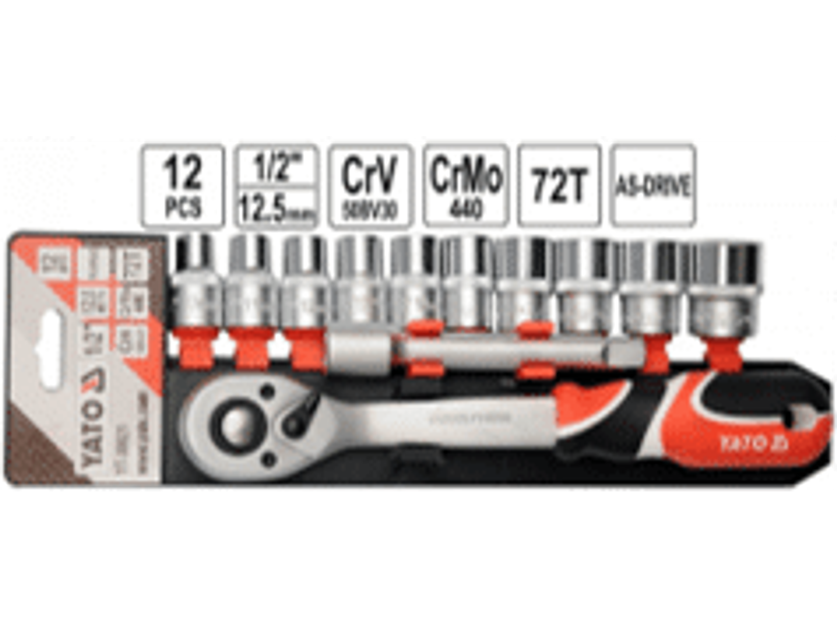 SET DE 12 PIEZAS, LLAVE CHICHARRA DE 1/2” + 10 DADOS Y 1 EXTENSIÓN