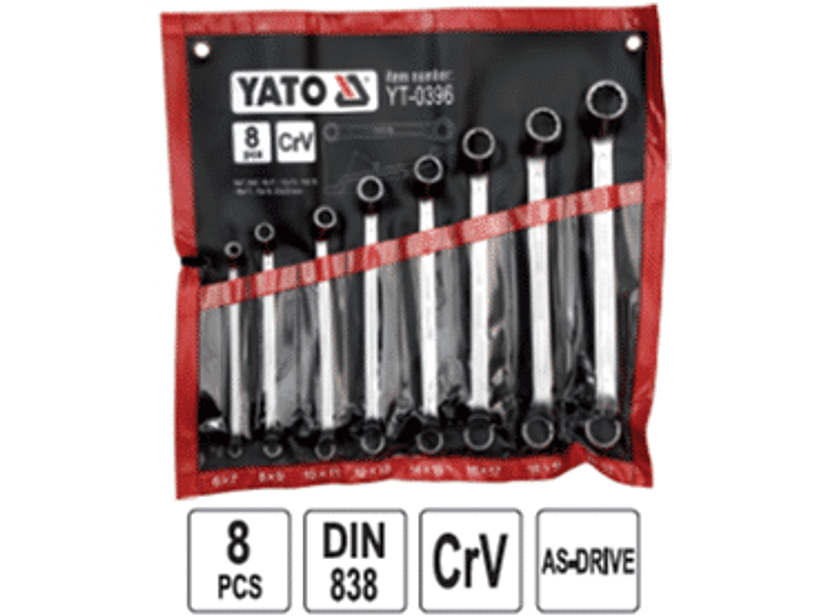 Jgo. llaves corona/corona acodada 75º, 6 a 22mm, 8pzas.