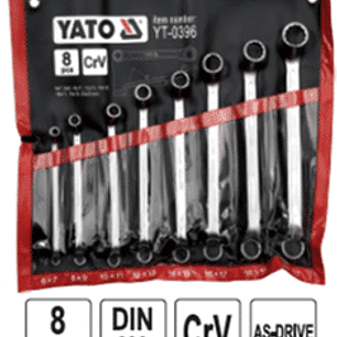 Jgo. llaves corona/corona acodada 75º, 6 a 22mm, 8pzas.