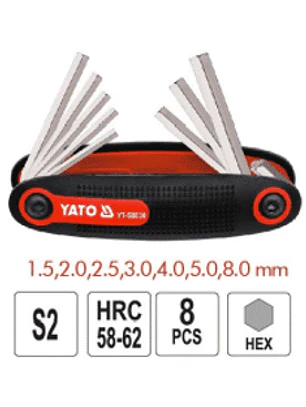 Juego de Llaves Allen Tipo Navaja 1,5 a 8 mm, 8 Piezas