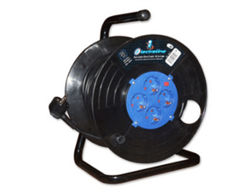 ALARGADOR TIPO CARRETE 4 ENTRADAS 16A 250V - 40 Mts C/ Protección y Certificación