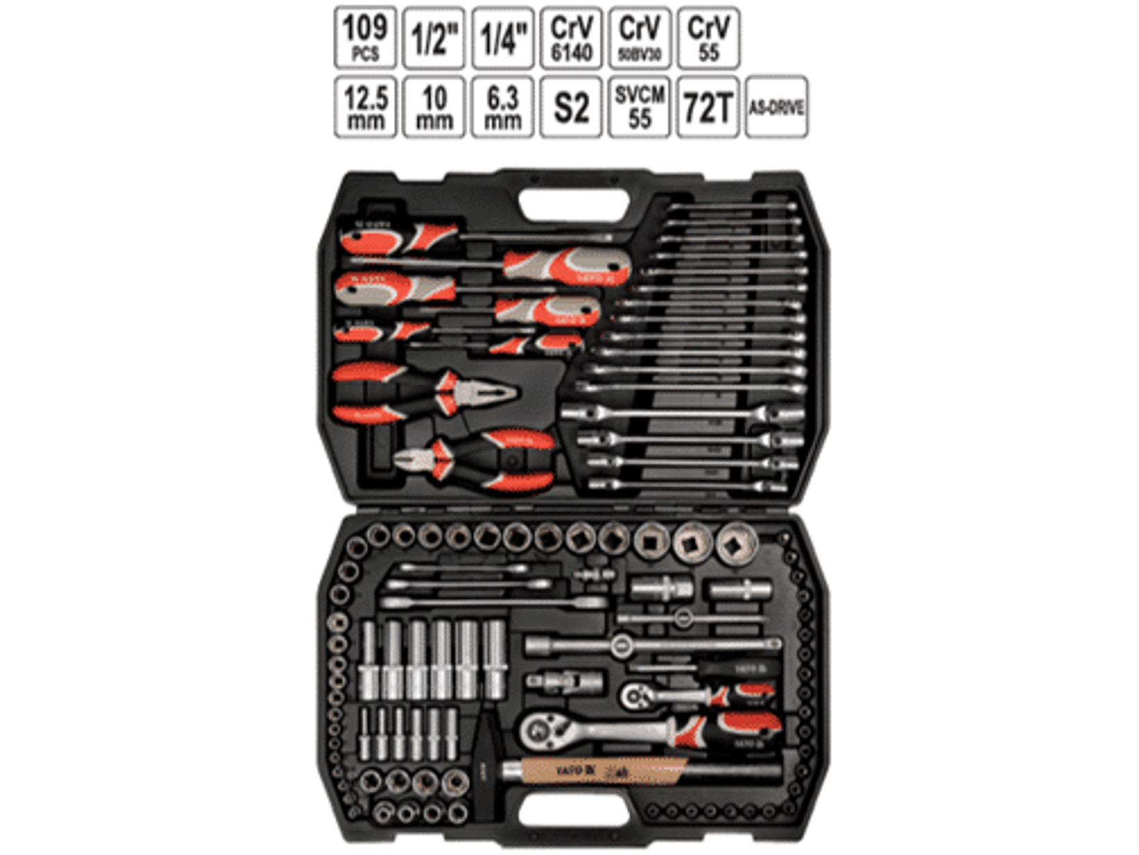 MALETA CON 109 HERRAMIENTAS: SET DADOS Y HERRAMIENTAS 1/4