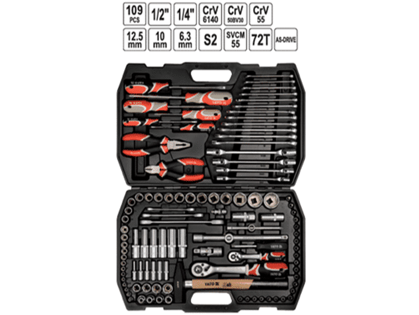 MALETA CON 109 HERRAMIENTAS: SET DADOS Y HERRAMIENTAS 1/4