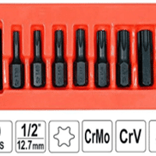 Juego de puntas torx de impacto T30, T40, T45, T47, T50, T55, T60, T70 y adaptador de 1/2 
