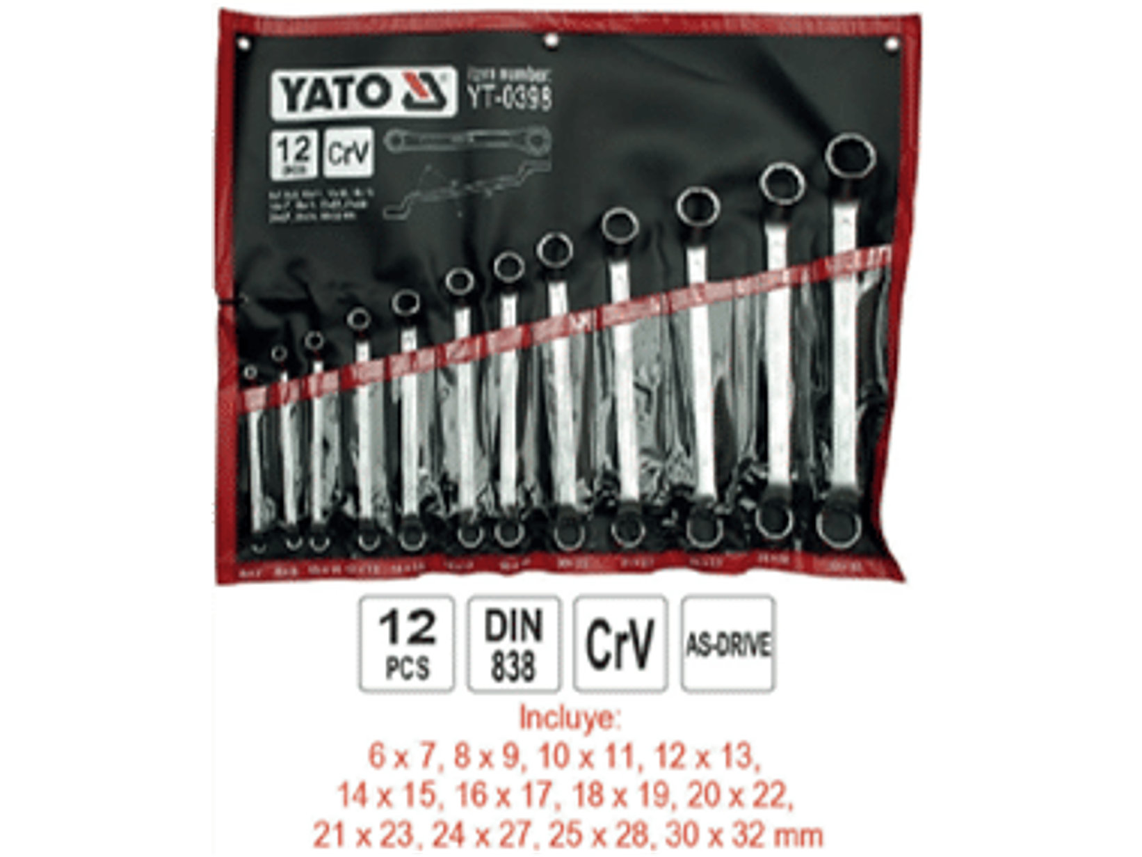 Jgo. llaves corona/corona acodada 75º, 6 a 32mm, 12pzas.