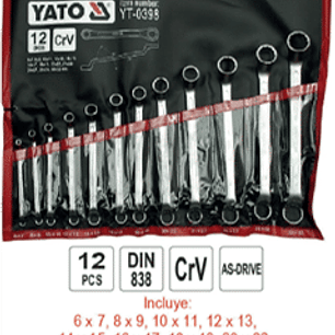 Jgo. llaves corona/corona acodada 75º, 6 a 32mm, 12pzas.