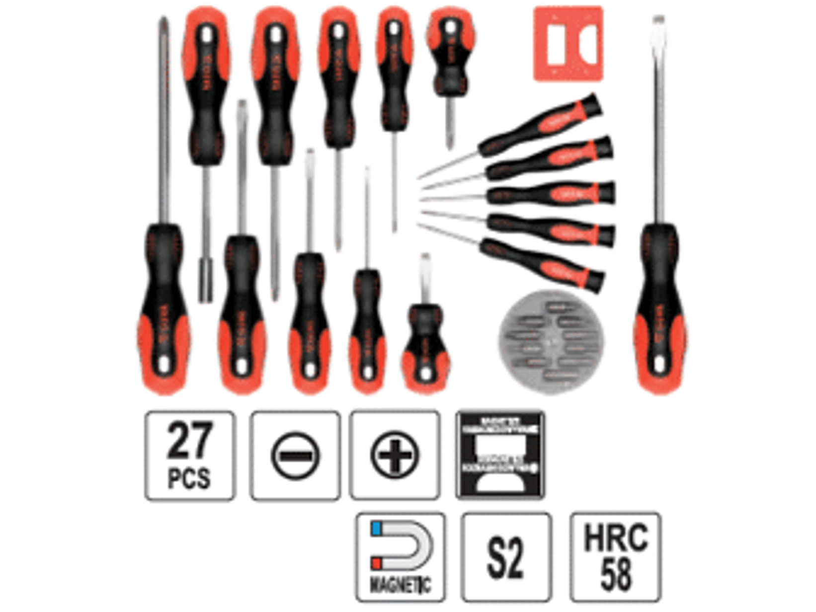 Juego de destornilladores y puntas (27 piezas)