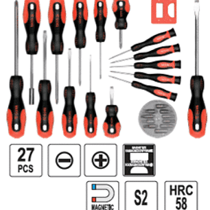 Juego de destornilladores y puntas (27 piezas)