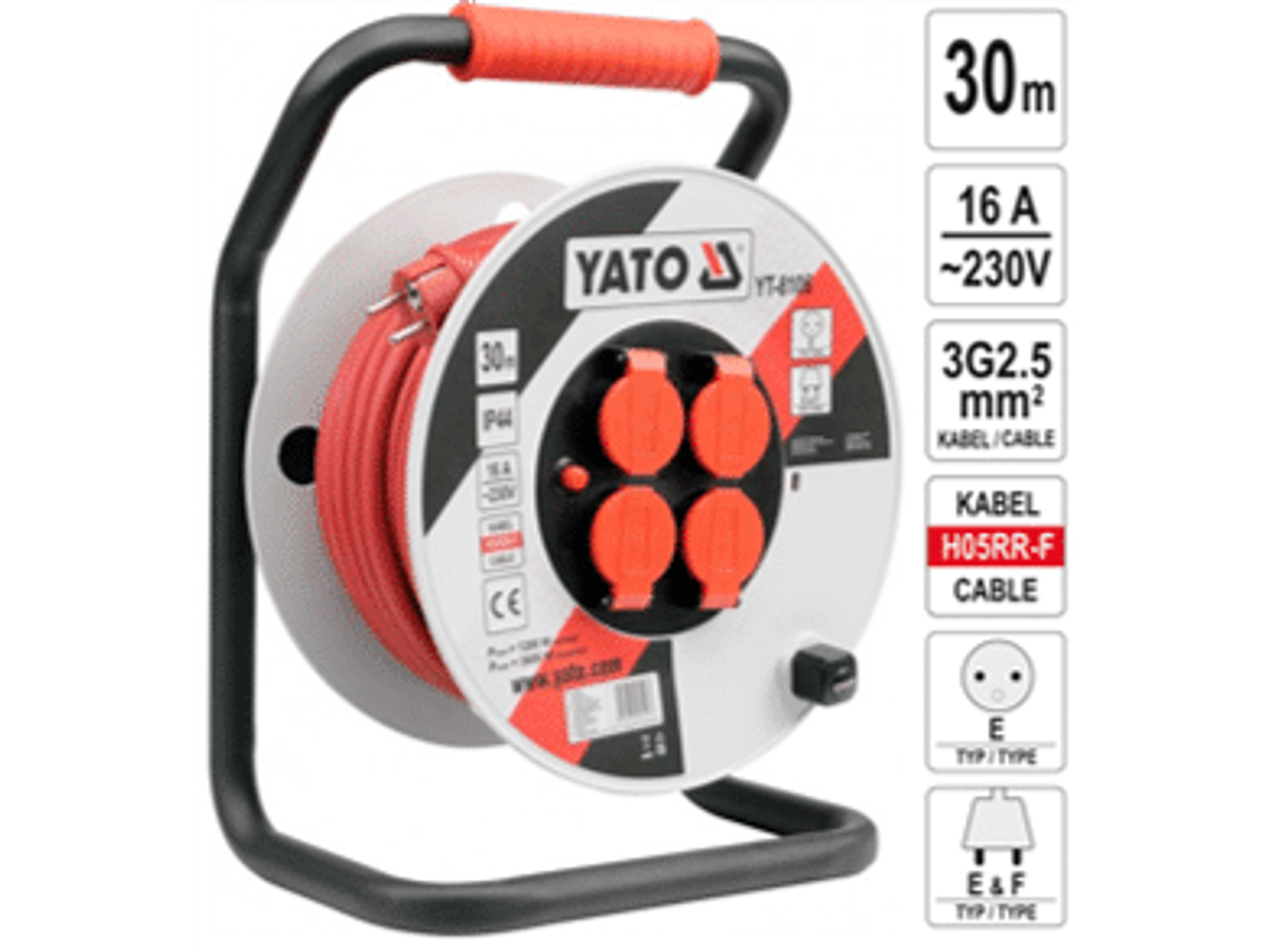 Alargador eléctrico tipo carrete. 30 metros. 230 v