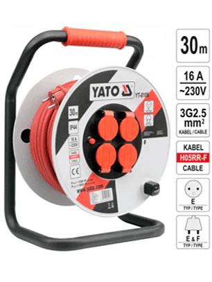 Alargador eléctrico tipo carrete. 30 metros. 230 v