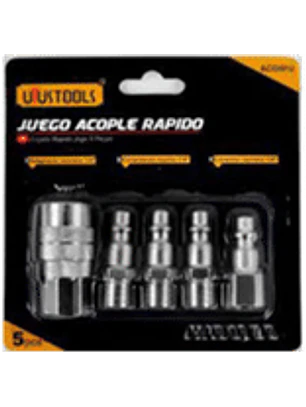 JUEGO DE ACOPLES 4 MACHOS Y RAPIDO 1/4 (5 PIEZAS)