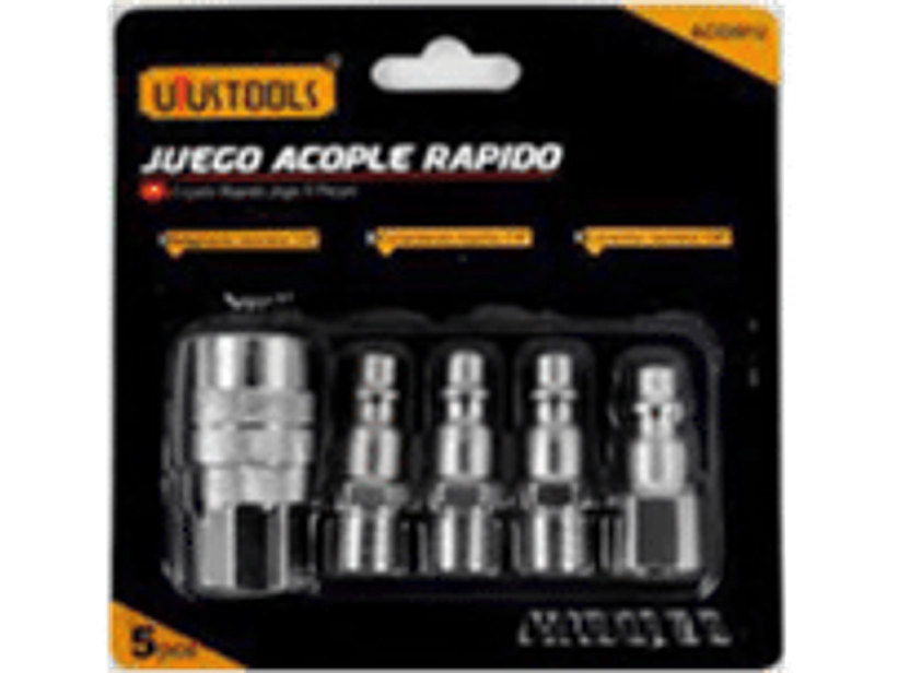 JUEGO DE ACOPLES 4 MACHOS Y RAPIDO 1/4 (5 PIEZAS)