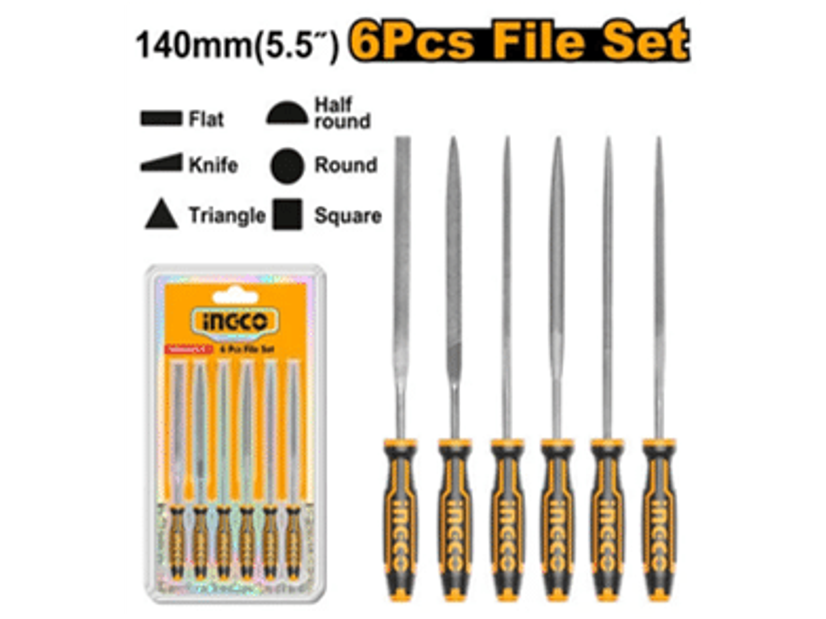 Juego de limas matricero de 6 piezas, 140 mm de largo, 3 mm de diámetro