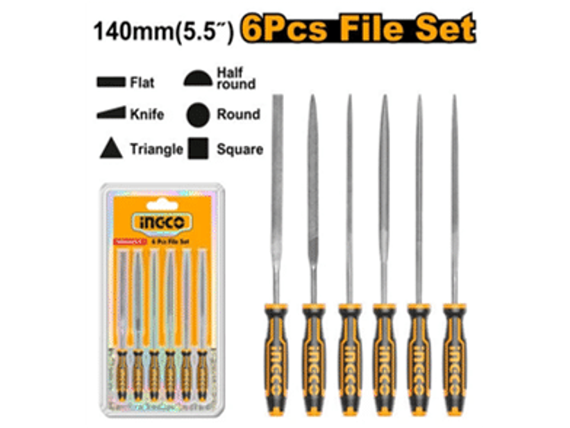 Juego de limas matricero de 6 piezas, 140 mm de largo, 3 mm de diámetro