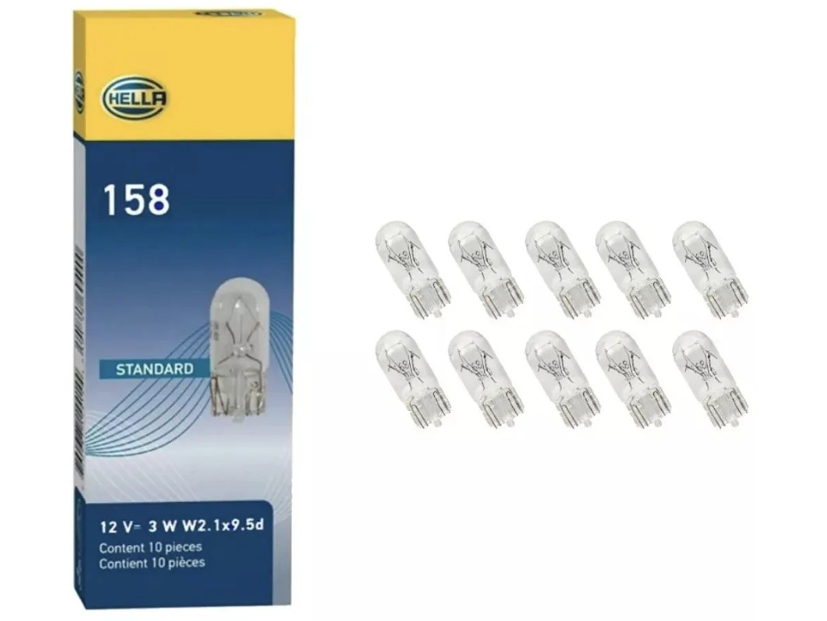 HELLA CAJA DE 10 AMPOLLETAS T10 COLA