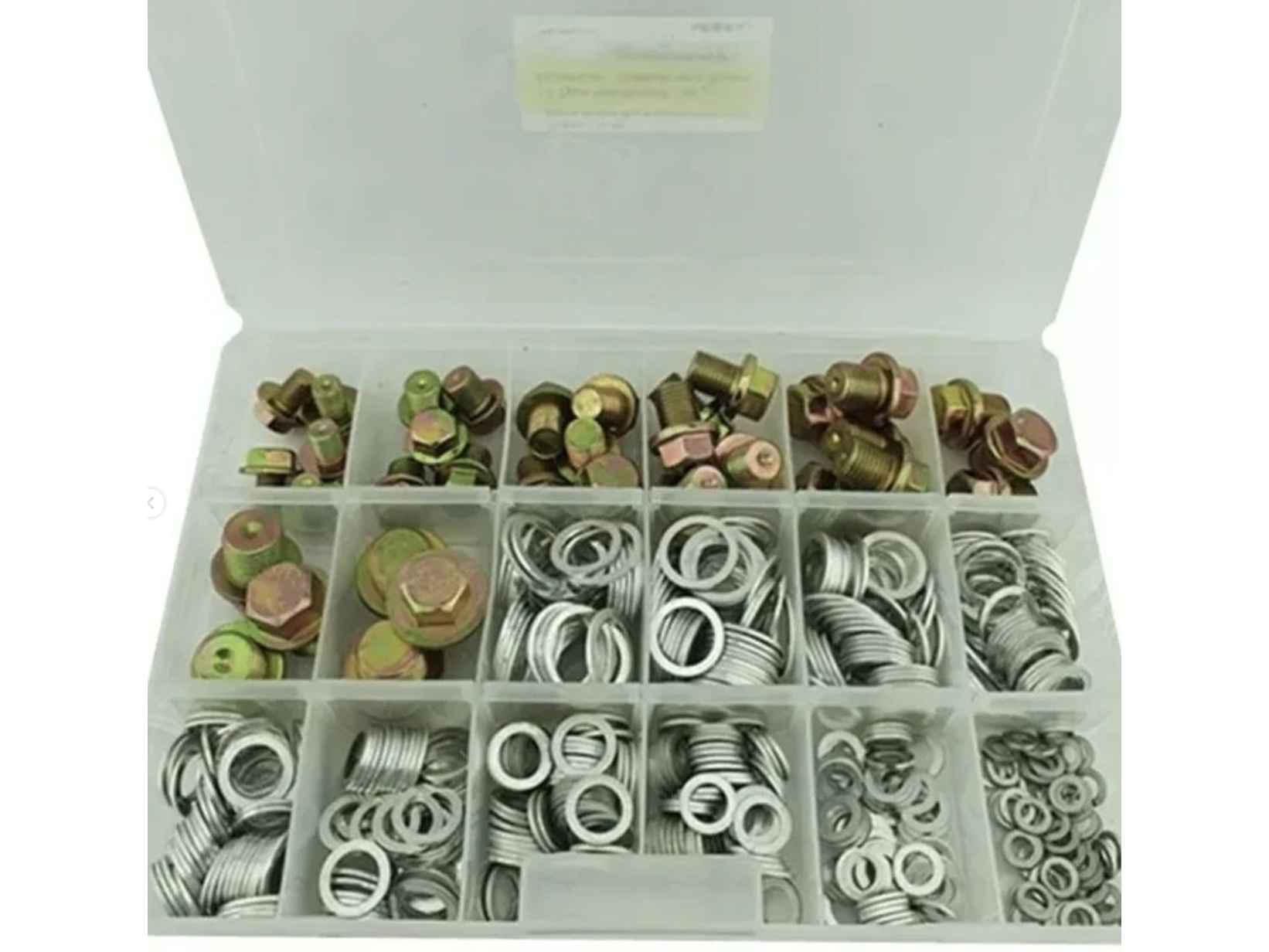 Caja variada de Tapón de cárter y golillas de aluminio 534 piezas universal 1