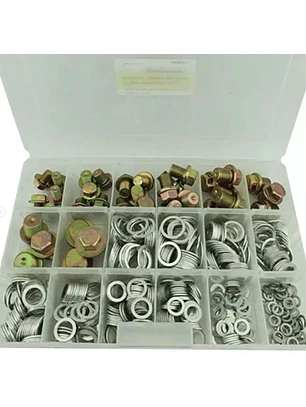 Caja variada de Tapón de cárter y golillas de aluminio 534 piezas universal