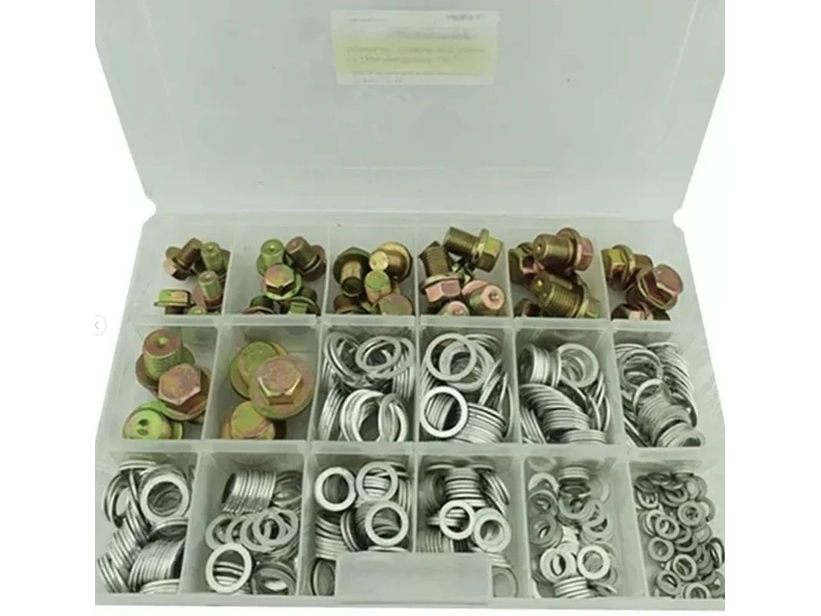 Caja variada de Tapón de cárter y golillas de aluminio 534 piezas universal 1