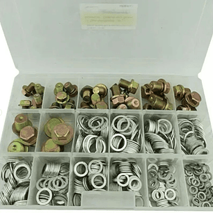 Caja variada de Tapón de cárter y golillas de aluminio 534 piezas universal