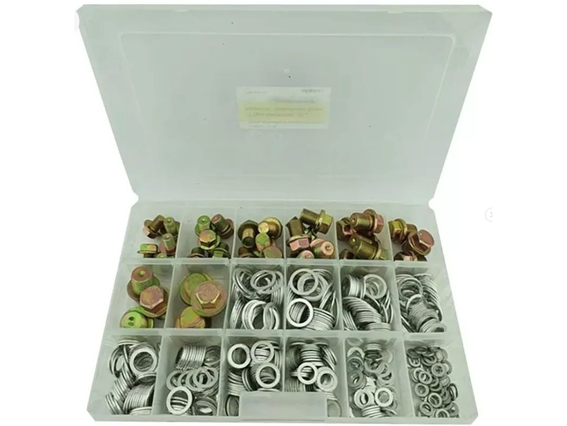 Caja variada de Tapón de cárter y golillas de aluminio 534 piezas universal 2