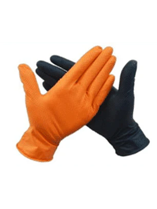 GUANTES DESECHABLES NITRILO NARANJOS TEXTURIZADOS TIPO DIAMANTADO