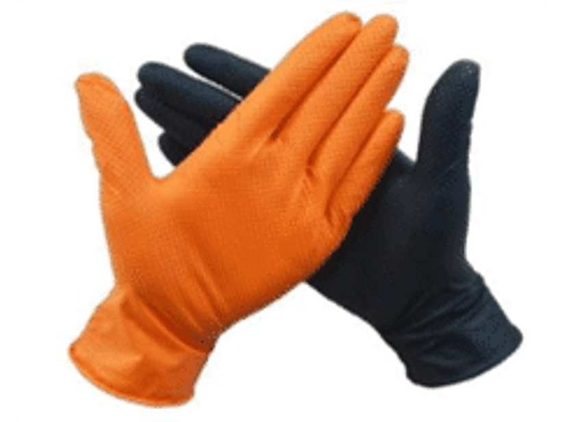 GUANTES DESECHABLES NITRILO NARANJOS TEXTURIZADOS TIPO DIAMANTADO 1