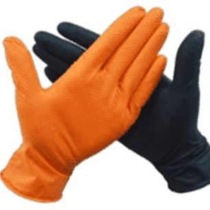 GUANTES DESECHABLES NITRILO NARANJOS TEXTURIZADOS TIPO DIAMANTADO