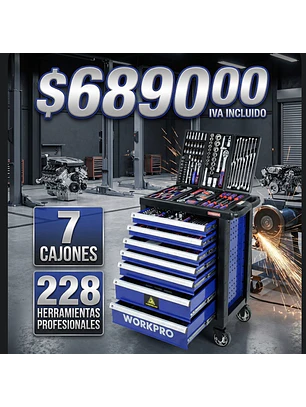carro de taller 7 cajones 228 herramientas  