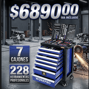 carro de taller 7 cajones 228 herramientas  