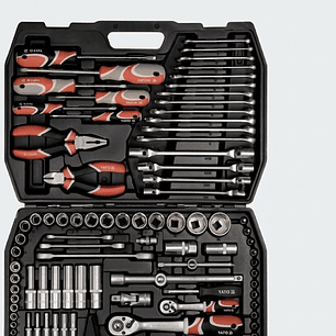 MALETA CON 109 HERRAMIENTAS: SET DADOS Y HERRAMIENTAS 1/4