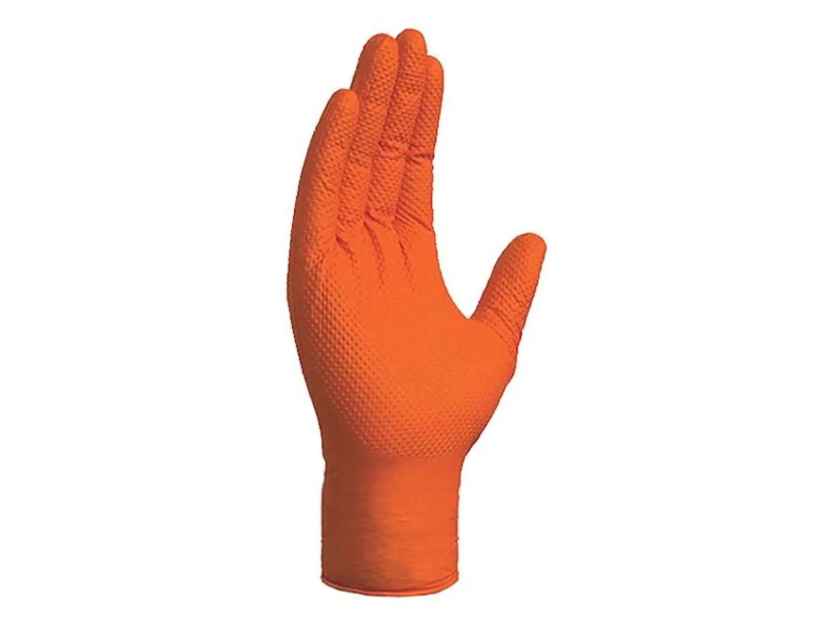 Guante de nitrilo naranjo texturizado alto espesor - Tallas S a XL