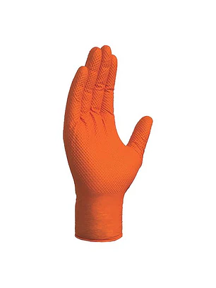 Guante de nitrilo naranjo texturizado alto espesor - Tallas S a XL